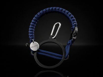 Coldest Paracord Handle accessory in navy and black with durable paracord grip on dark background