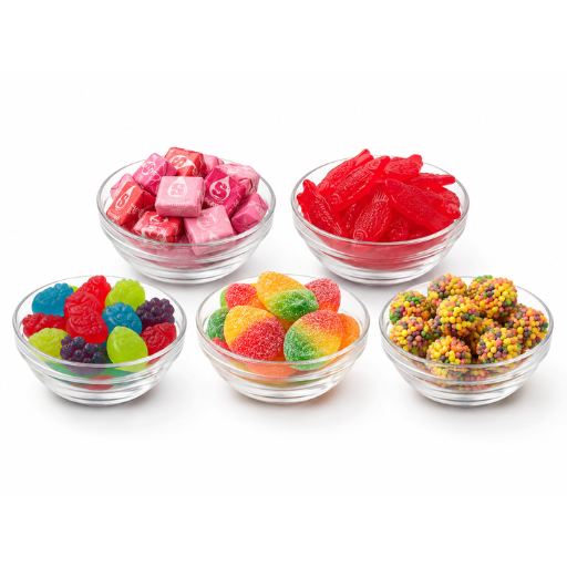 Assorted July 4th candy buffet mix featuring Nerds, gummy clusters, and colorful treats in a 1-pound bag by Candy In Bulk