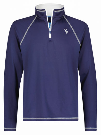 Navy quarter zip sweater from White Water Life, featuring a comfortable fit and casual style, perfect for everyday wear.