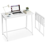 POLWKZU Folding Desk Small Foldable Desk for Small Space 31.5 Inches Writing Computer Desk in Study Home Office Foldable Office Desk for Bedroom White