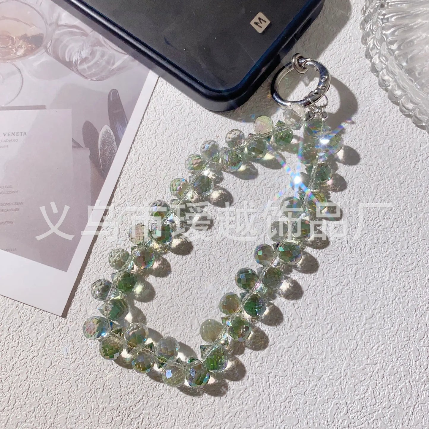 Creative Crystal Phone Chain with Elegant Beads and Design