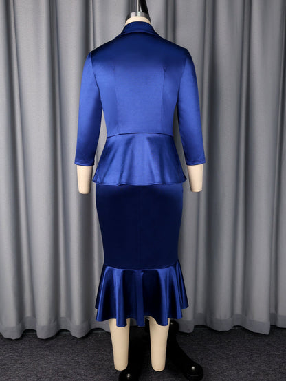 Elegant Satin Skirt Fishtail Two Piece Set MUNSIEUR