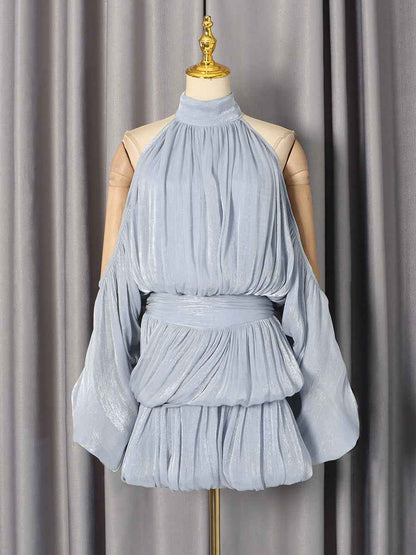 Lantern Sleeve Solid Color Dress Women MUNSIEUR New Arrivals