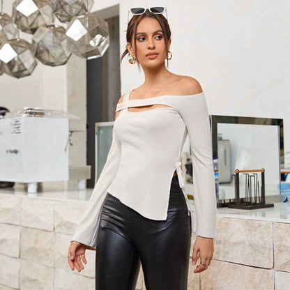Off Shoulder Hollow Cutout T-shirt