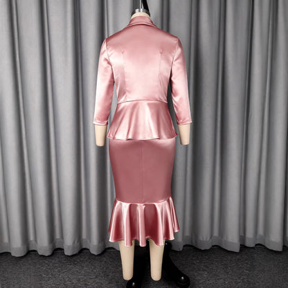 Elegant Satin Skirt Fishtail Two Piece Set MUNSIEUR