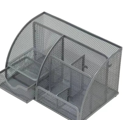Large Capacity Metal Desktop Organizer - Pen & Document Holder