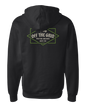Black fleece Old Fashioned Zip Hoodie by Off The Grid Surplus featuring a front zipper and casual streetwear style.