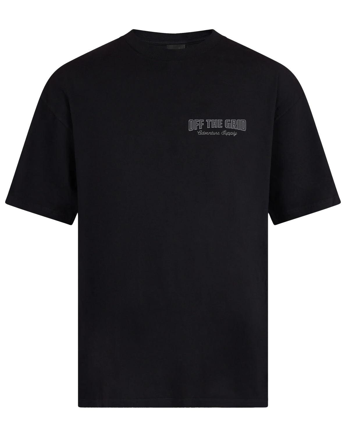 Black Off The Grid Surplus Ole Son T-Shirt with bold front graphic and casual fit.