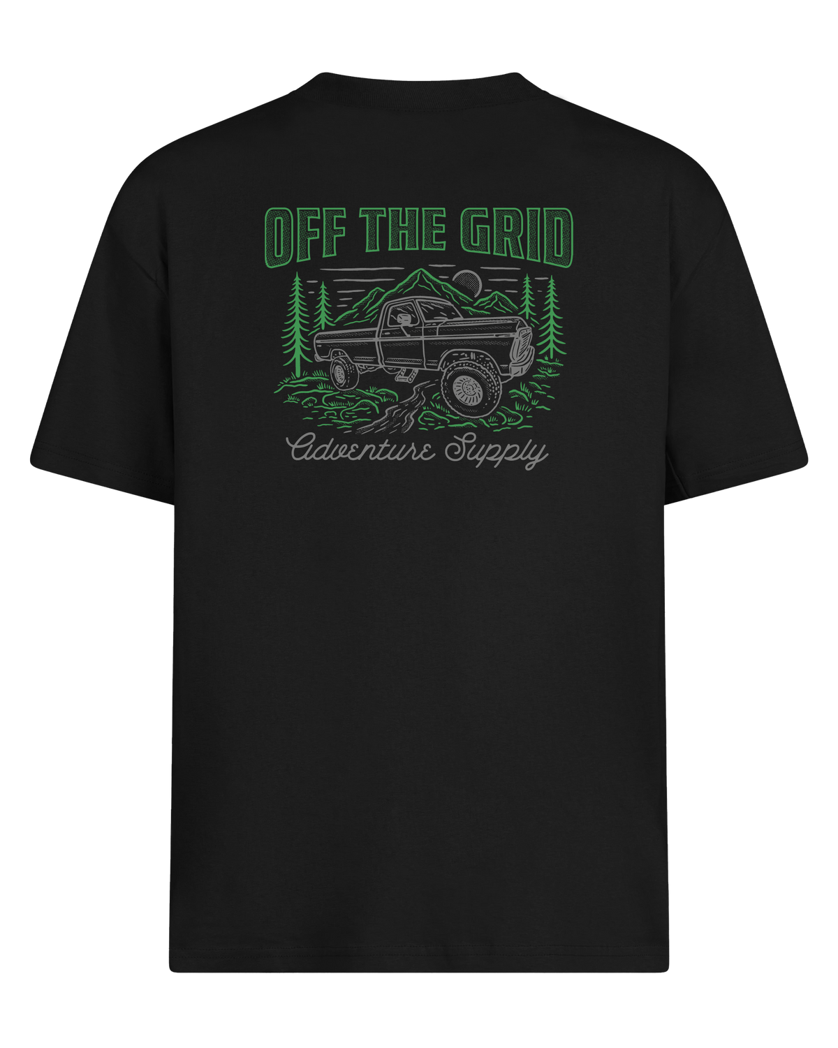 Black Off The Grid Surplus Ole Son T-Shirt featuring a simple, stylish design with a crew neck and short sleeves.
