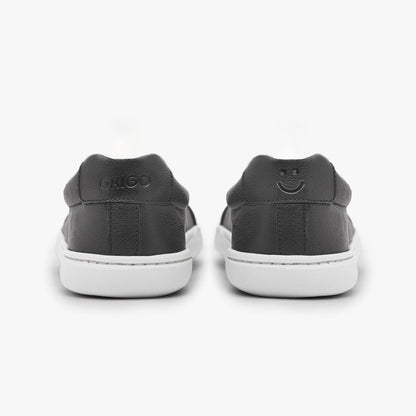 Black natural leather women's daily sports shoe, Origo Shoes Gen 3 barefoot sneaker, casual and comfortable footwear.
