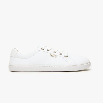 White women's Everyday Sneaker Gen 3 by Origo Shoes featuring cotton canvas upper and barefoot shoe design.