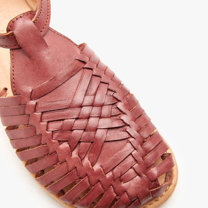 Origo Shoes Huarache sandal in natural leather, barefoot style with woven straps and open toe design.