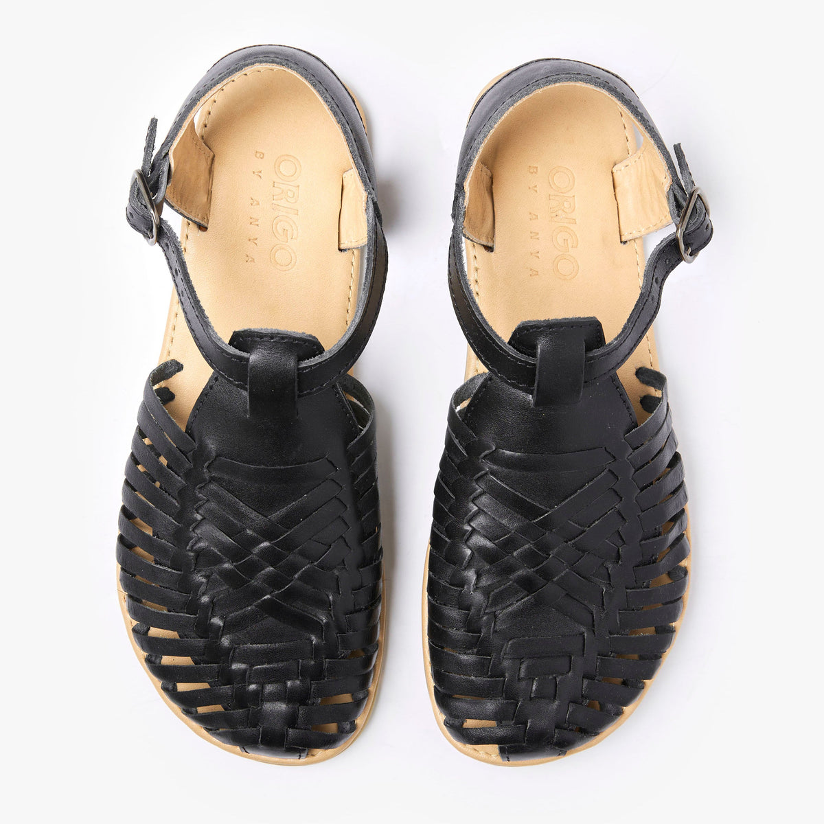 Origo Shoes La sandalia Huarache de Anya, barefoot-style leather sandal with woven straps, casual footwear for warm weather.