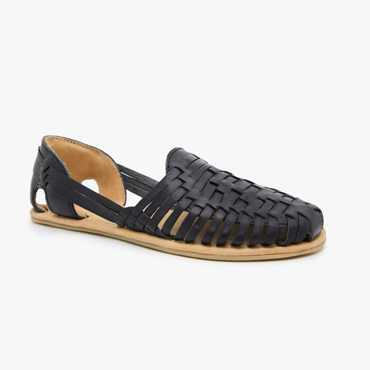 Origo Shoes Las Huarache Slip-On in natural leather, casual barefoot-style sandal with open-toe design and woven strap details.