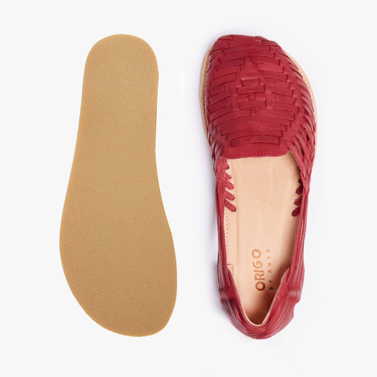Origo Shoes Las Huarache Slip-On in neutral tones, casual barefoot-style sandals with open-toe design and comfortable fit.