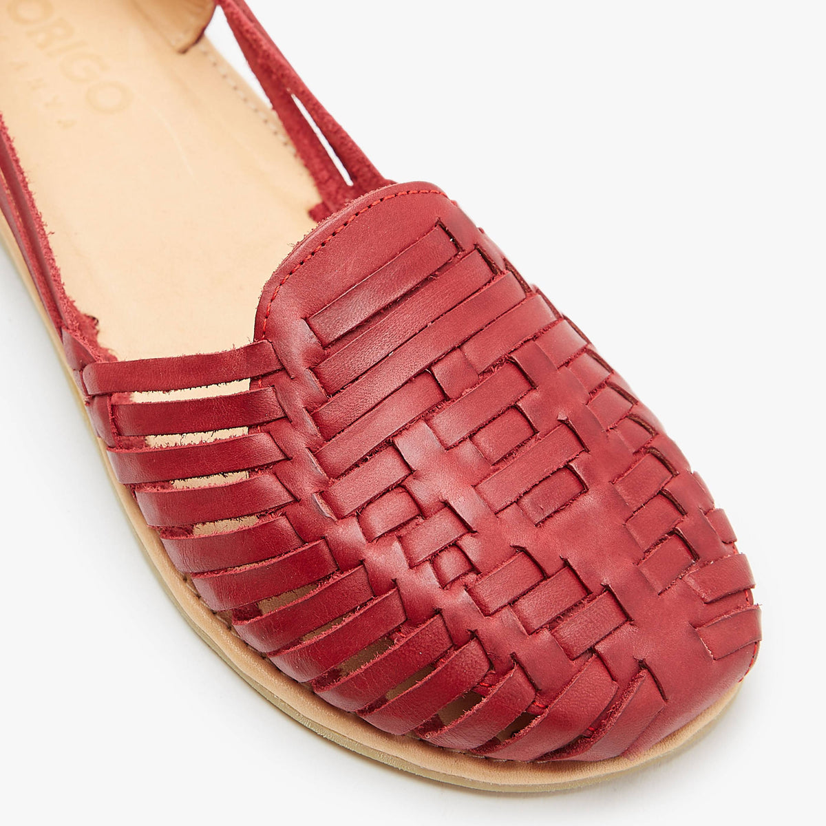 Origo Shoes Las Huarache Slip-On in natural fabric with open toe design, lightweight and comfortable for casual wear.
