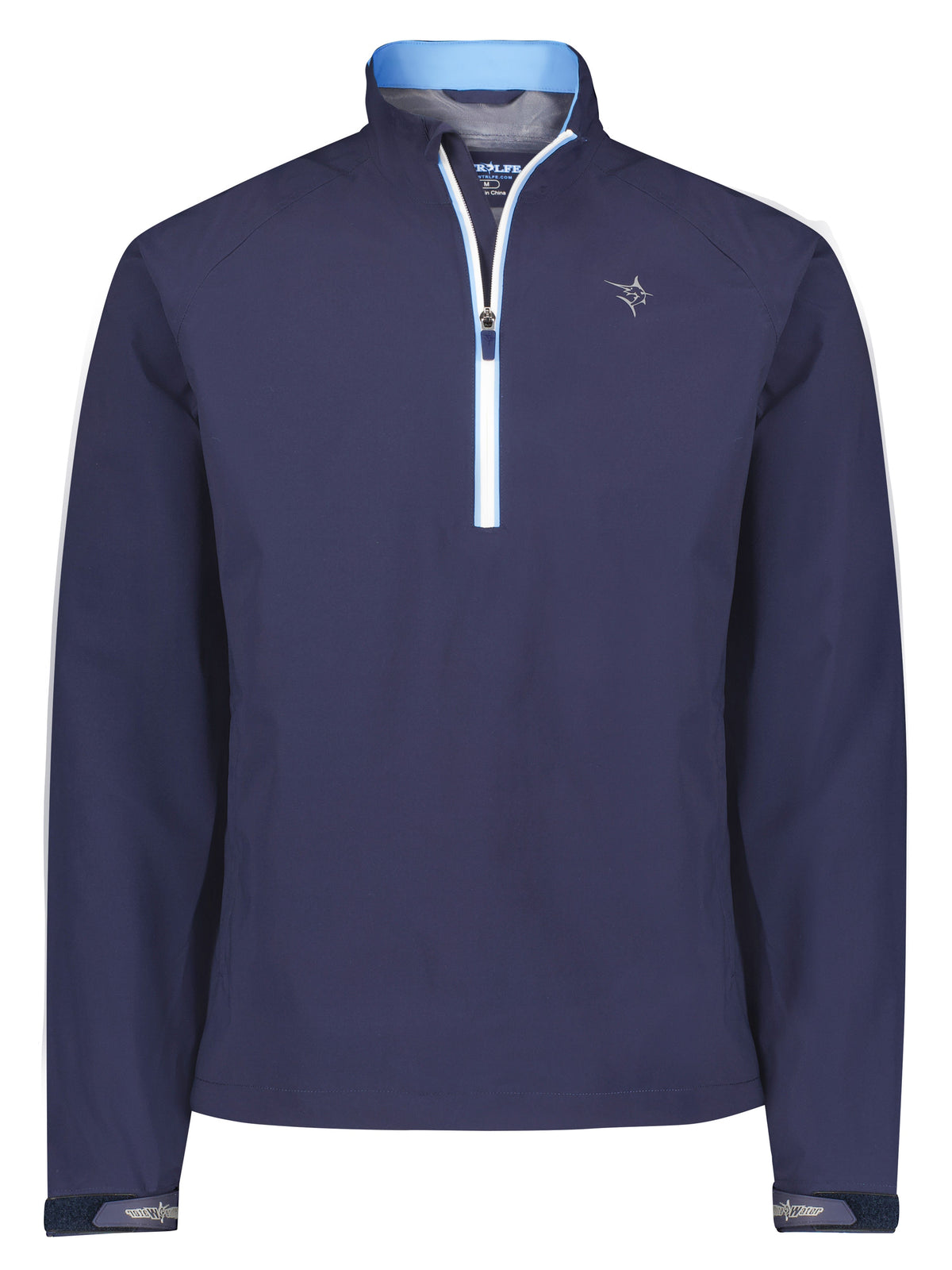 White Water Life Palm Beach waterproof quarter zip, navy color, shown with front view, lightweight outdoor apparel for men.
