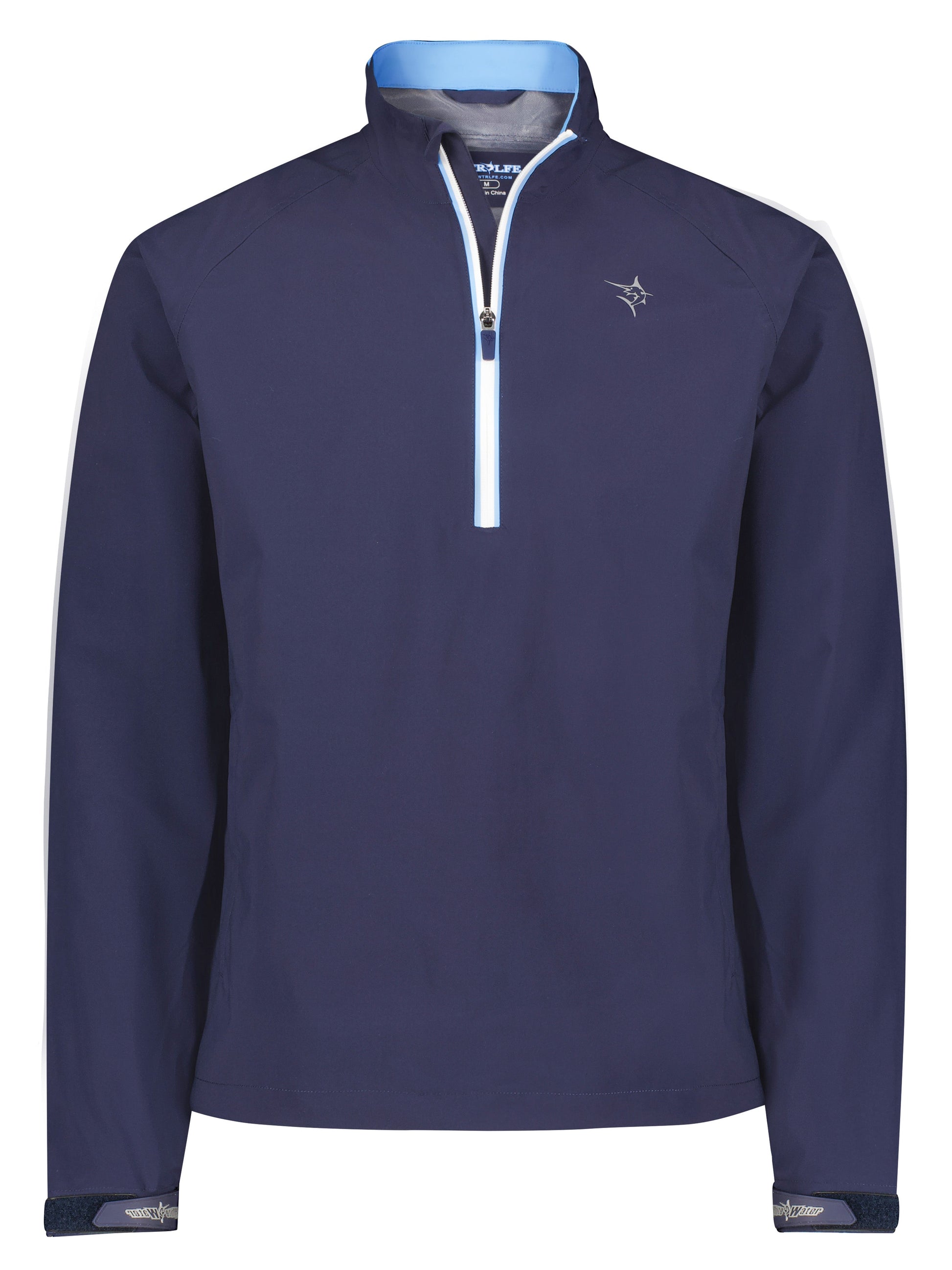 White Water Life Palm Beach waterproof quarter zip, navy color, shown with front view, lightweight outdoor apparel for men.