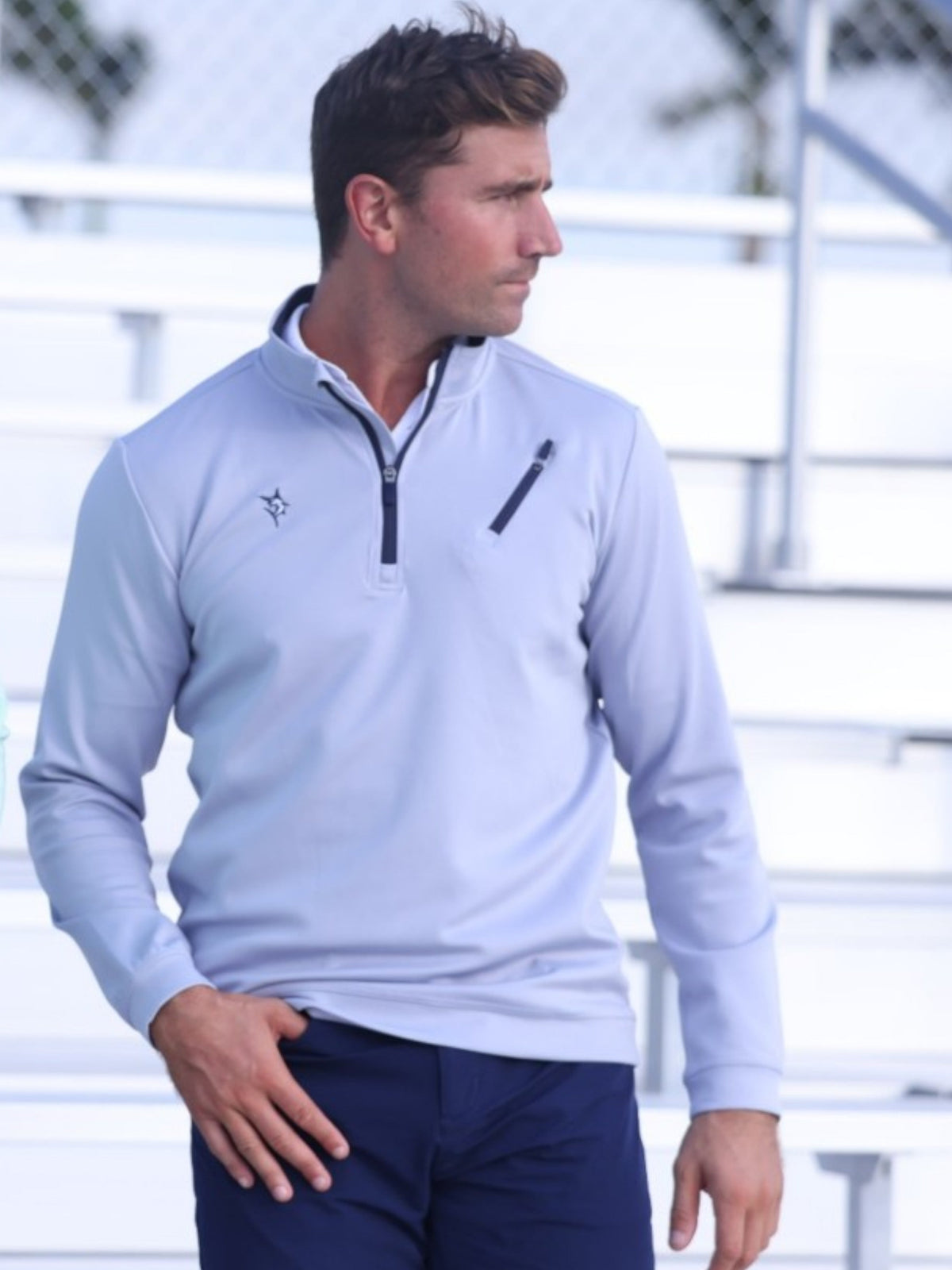 White Water Life Oceanside Pullover in smooth stretch fabric, shown in a relaxed fit with a crew neckline and ocean-inspired color.
