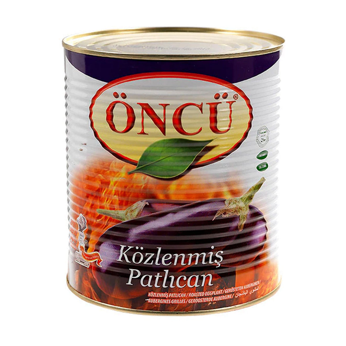 Glass jar of Oncu roasted eggplant from S101, 2700g, with visible roasted eggplant pieces inside.