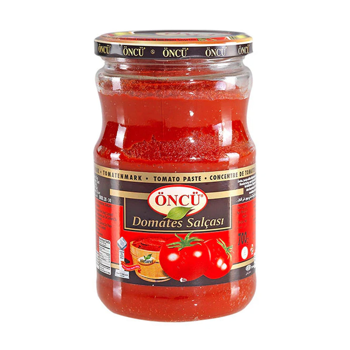 Oncu 700g glass jar of tomato and pepper paste, S101 brand, showing the jar with red tomato and pepper paste inside.