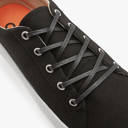 Black and beige Women's Everyday Sneaker Gen 3 by Origo Shoes in cotton canvas, casual barefoot shoe design.