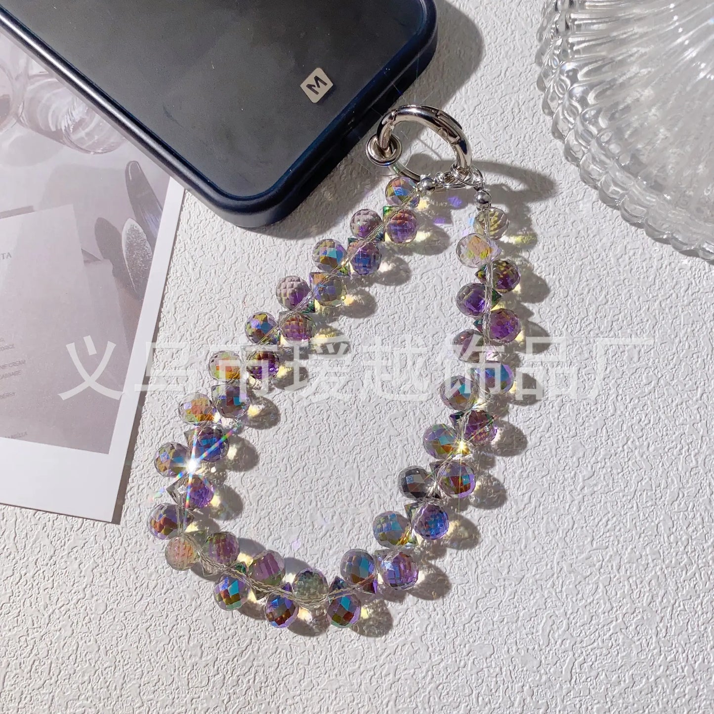 Creative Crystal Phone Chain with Elegant Beads and Design
