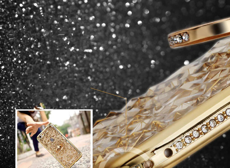 Rhinestone Ring Phone Case with Durian Flower Design