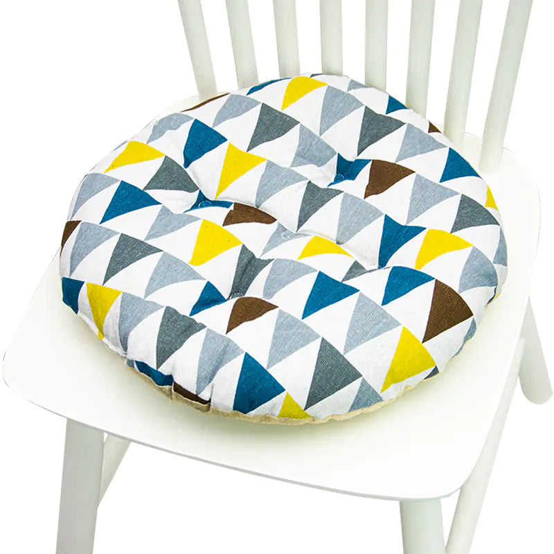 Round Chair Cushion for Bay Window - Printed Polyester Linen