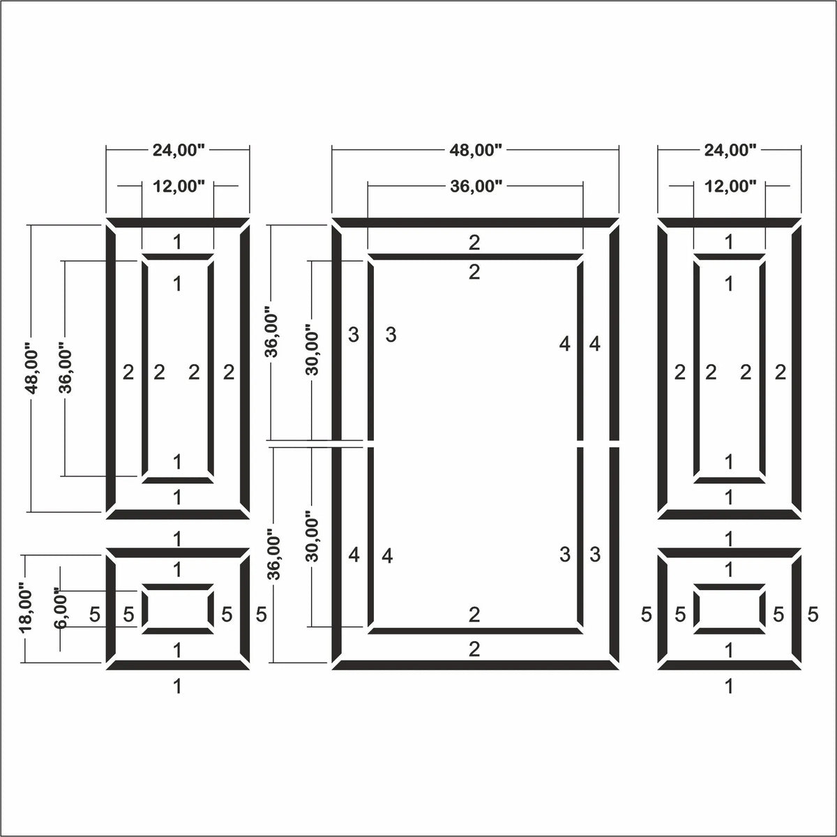 Wall Moulding Kit - 3 Upper & 2 Bottom Frames | Easy Installation