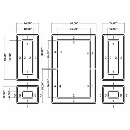 Wall Moulding Kit - 3 Upper & 2 Bottom Frames | Easy Installation