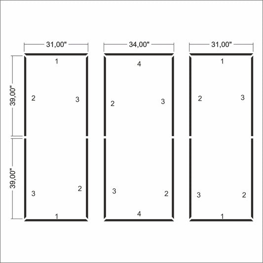 Ready to assemble Birdeco wall molding package with three vertical frames, ideal for easy installation and stylish wall decor.