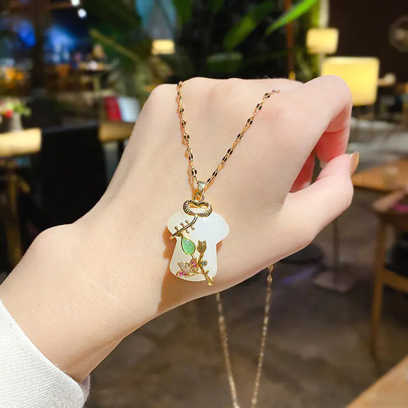 Minimalist Titanium Steel Pearl Heart Pendant Necklace