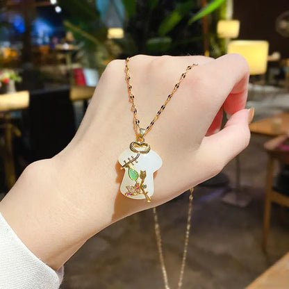 Minimalist Titanium Steel Pearl Heart Pendant Necklace