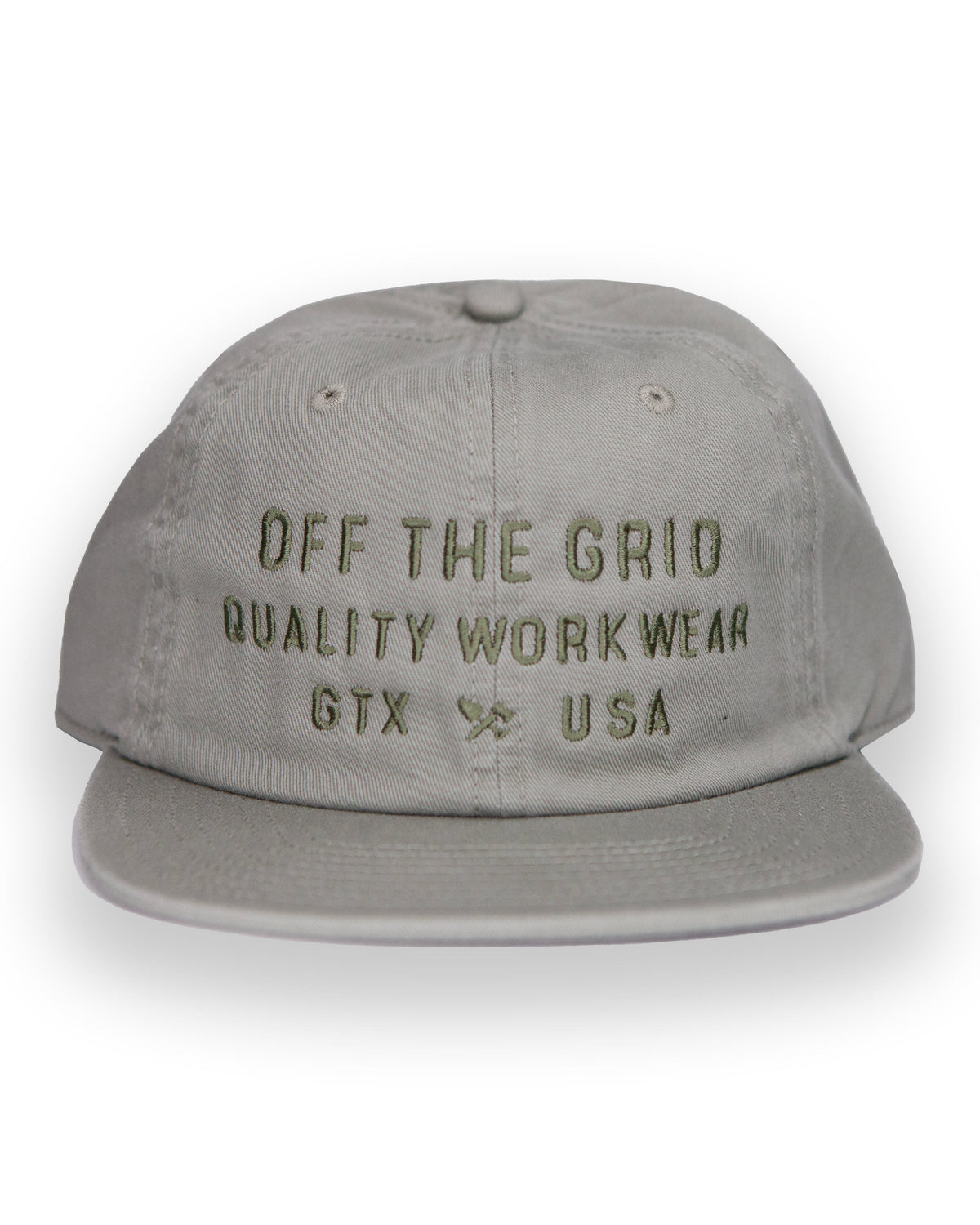 Off The Grid Surplus plated hat in eucalyptus color, featuring a stylish and durable hat design with a metal plated finish.