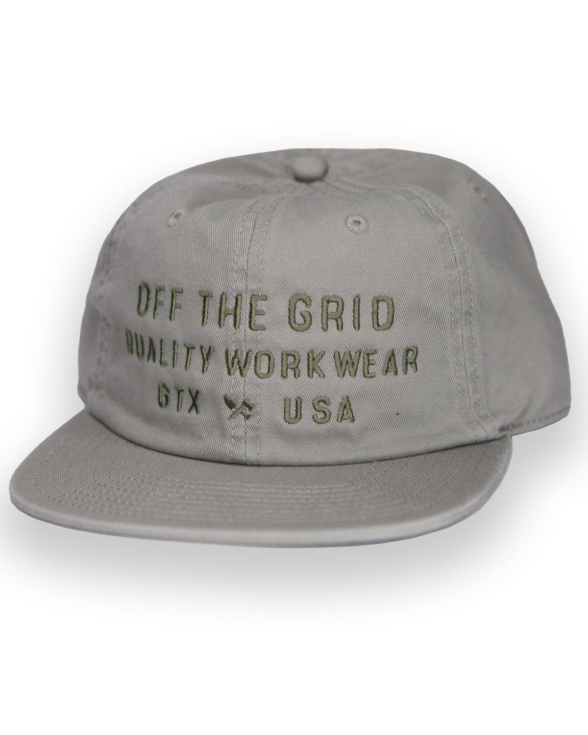 Off The Grid Surplus plated hat in eucalyptus color, showcasing a stylish and durable hat for outdoor wear.