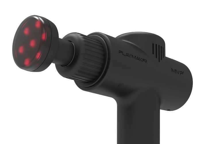 iReliev MVP+ HeatTip heated massage head for percussion massagers, designed for targeted muscle relief and therapy.