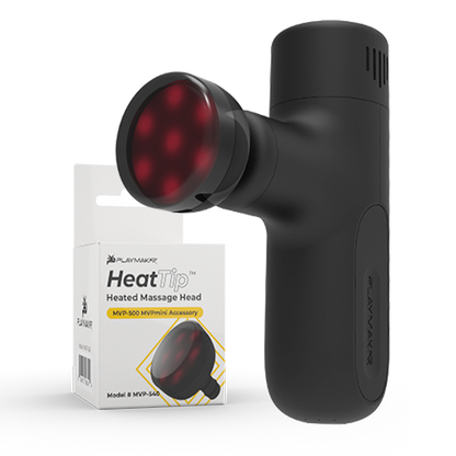 iReliev MVPmini HeatTip percussion massage head for MVPmini massagers, designed for targeted muscle relief.