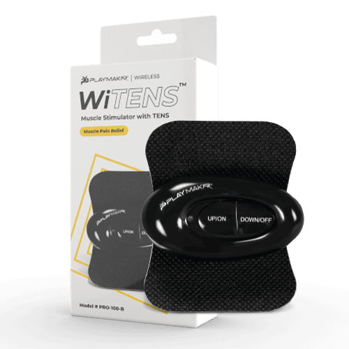 iReliev WiTENS Mini Wireless TENS Unit with portable design and user-friendly controls, shown in its packaging.