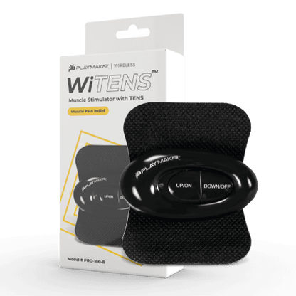 iReliev WiTENS Mini Wireless TENS Unit with portable design and user-friendly controls, shown in its packaging.
