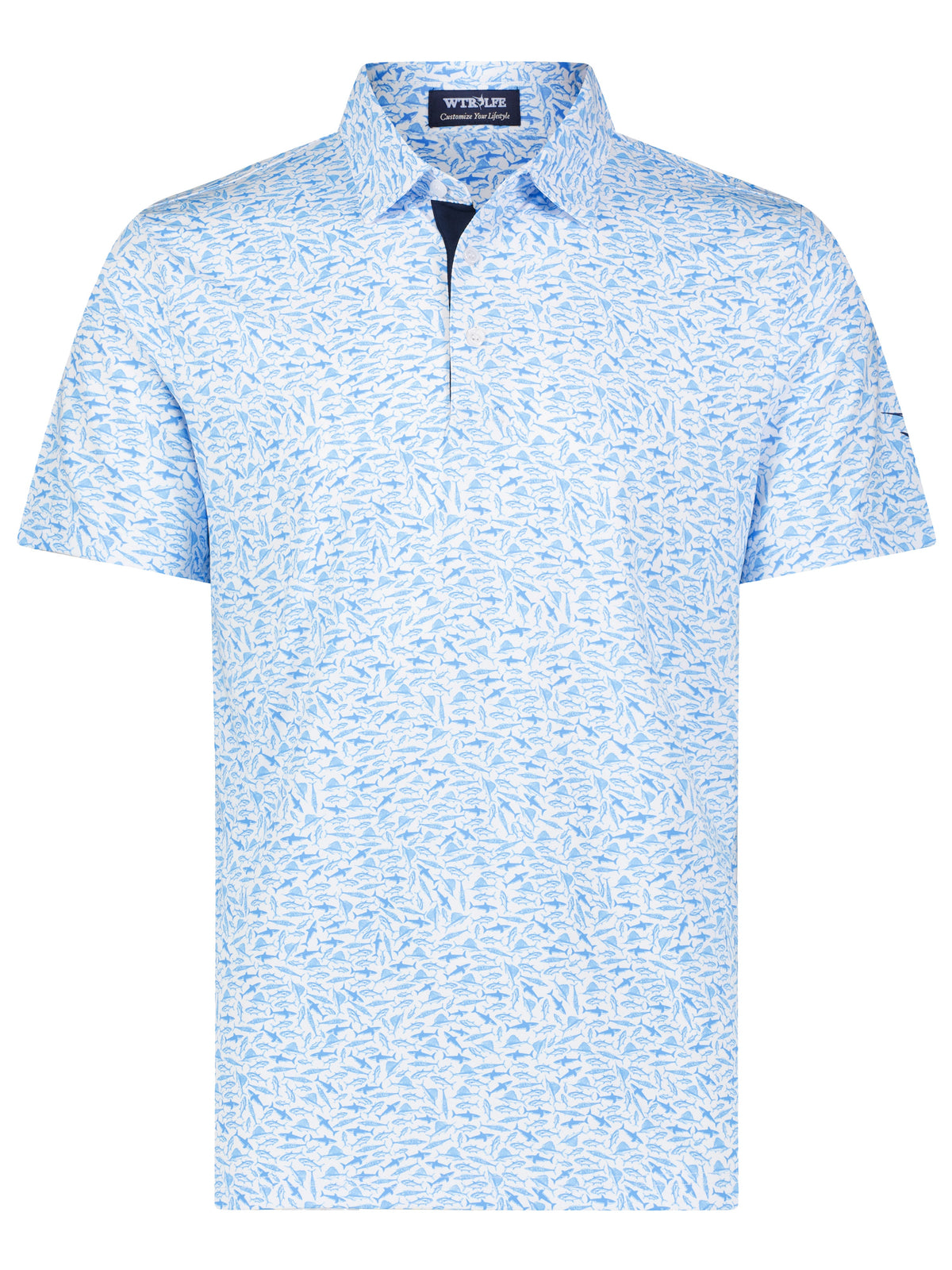 White Water Life Predator Print Polo shirt featuring a bold predator pattern on a classic polo style.