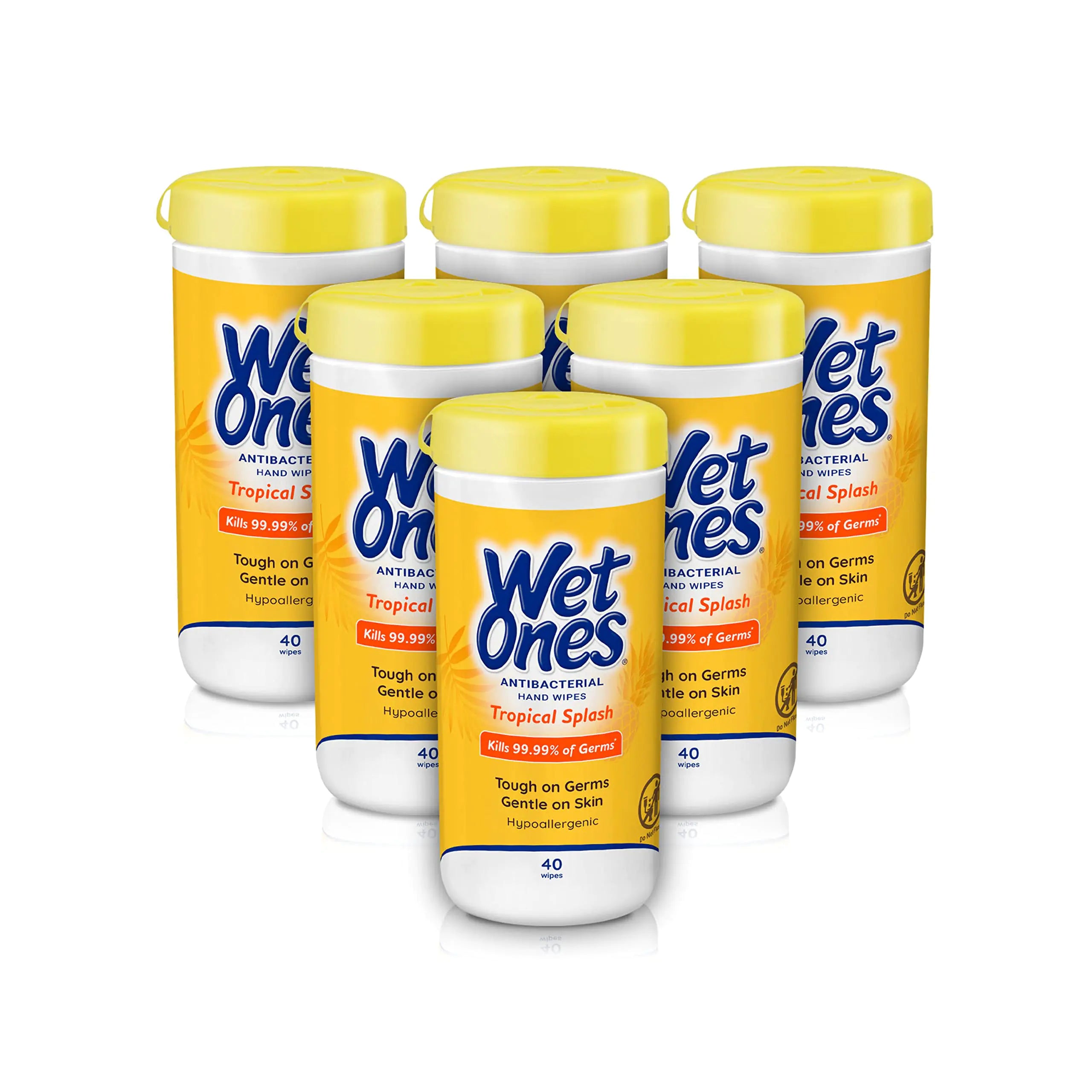 Wet Ones Antibacterial Hand Wipes Tropical Splash Wipes | Antibacterial Wipes Hand Sanitizer Wipes Wet Ones Wipes 40 ct. Canister (6 pack)