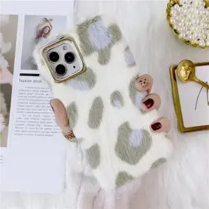 Luxury Leopard Winter Warm Plush Phone Case for iPhone