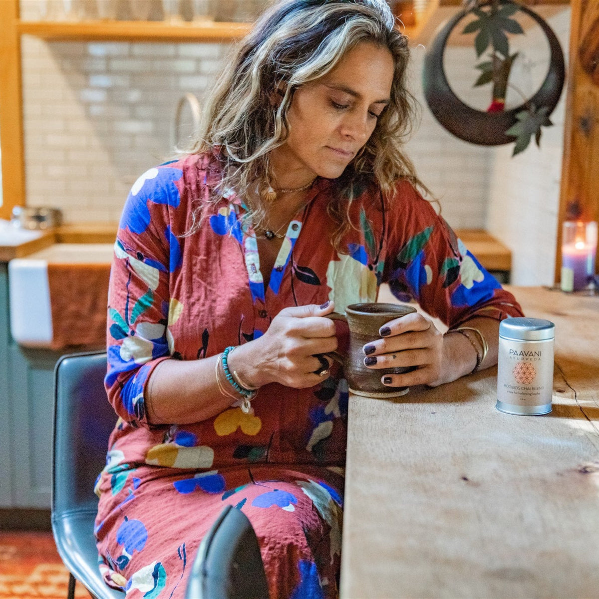 Organic loose-leaf herbal teas from Paavani Ayurveda Skincare and Wellness, arranged in a simple, elegant collection for a calming tea ritual.