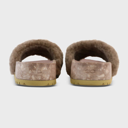 Rear view of Fleks San Ysidro Slide in Blushed, showcasing the stylish and comfortable sandal design.
