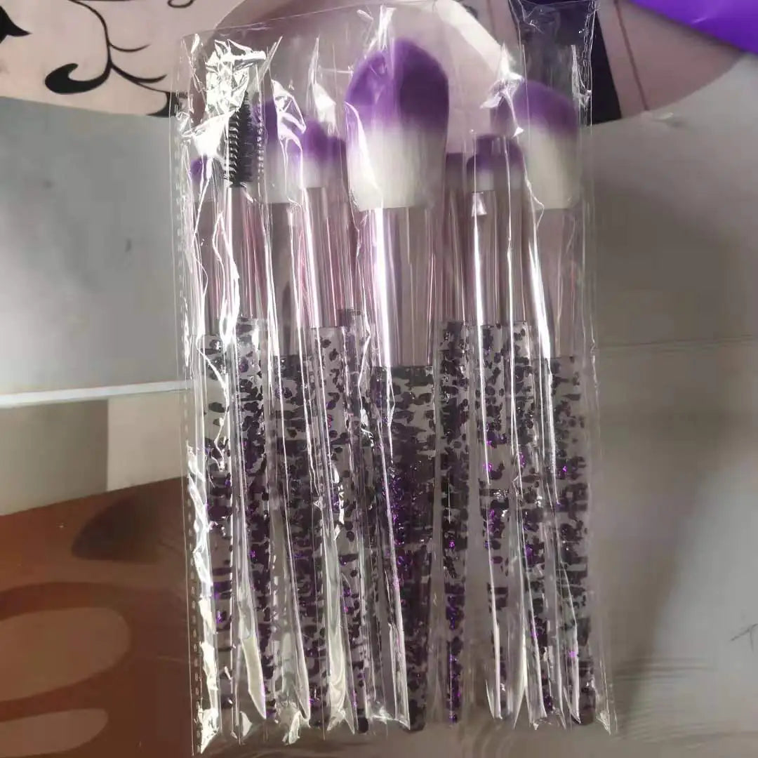 10-Piece Colorful Makeup Brush Set with Soft Synthetic Fibers & Durable Handles for Flawless Looks