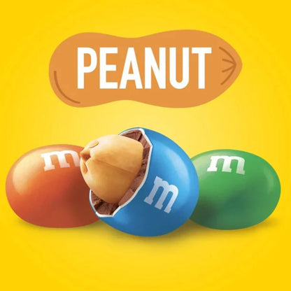 Assorted M&M's Peanut Milk Chocolate Candy in a bulk bag, featuring colorful candies with peanut and milk chocolate coating.