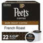 KupofK Coffee Peet's French Roast K-cups for coffee brewing, featuring dark roasted coffee capsules in a sleek package.