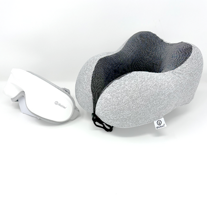 iReliev Relaxable™ Eye Massager with Heat shown as a comfortable pillow-style device for soothing eye relief and relaxation.
