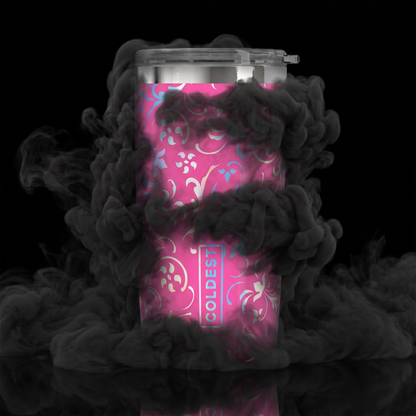 Pink floral Coldest 20 oz Tumbler v2 for hydration, featuring a vibrant floral design and durable stainless steel construction.